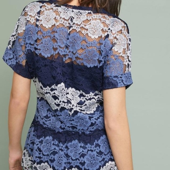 Eva Franco Striped Lace Peplum Top size M NWT - Picture 8 of 8